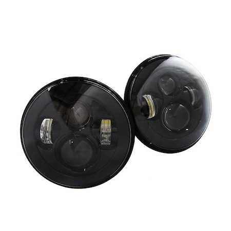 Race Sport (2) 7In Led Conversion Lenses 4X10W - Plug-&-Play H4H/L (Black) Pr RS-7LEDHLP-5500K-PR